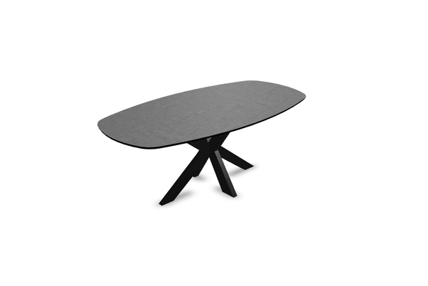 Melamine eettafel beton grijs - Deens ovaal - Matrix dun onderstel - {{ product.type }} - Kas20