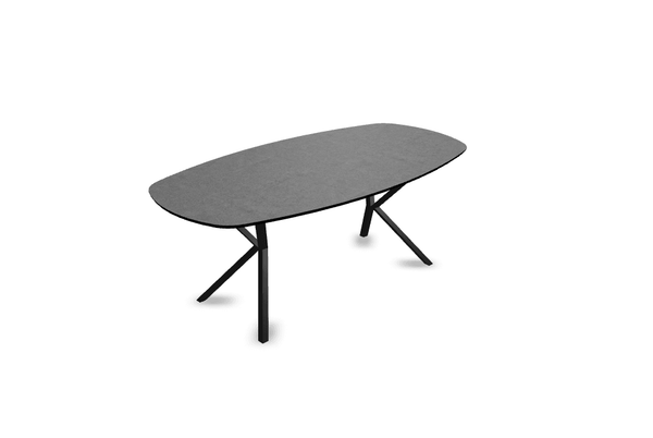 Melamine eettafel beton grijs - Deens ovaal - VV onderstel - {{ product.type }} - Kas20