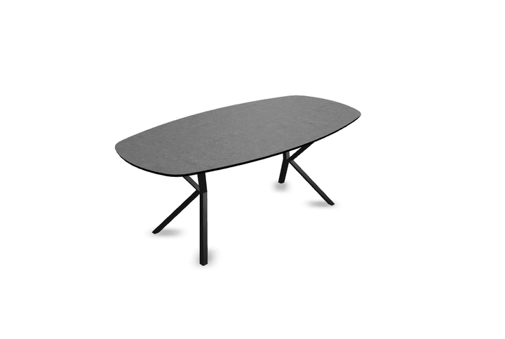 Melamine eettafel beton donker - Deens ovaal - VV onderstel - {{ product.type }} - Kas20