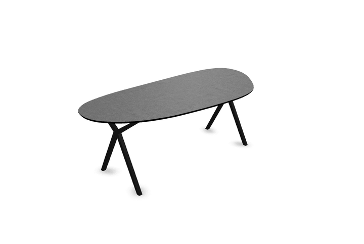 Melamine eettafel beton donker - Organisch Type A - Scissor onderstel - {{ product.type }} - Kas20