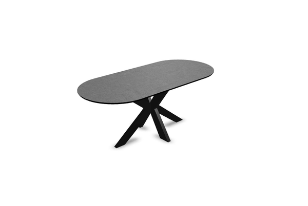 Melamine eettafel beton donker - Plat ovaal - Matrix dun onderstel - {{ product.type }} - Kas20
