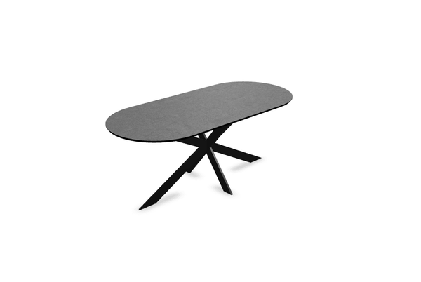 Melamine eettafel beton donker - Plat ovaal - Matrix ultra dun onderstel - {{ product.type }} - Kas20