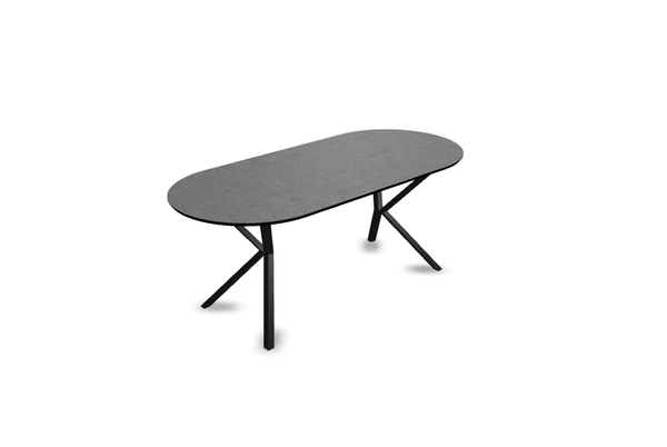Melamine eettafel beton grijs - Plat ovaal - VV onderstel - {{ product.type }} - Kas20