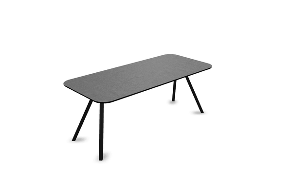 Melamine eettafel beton donker - Recht radius - Schuine i onderstel - {{ product.type }} - Kas20