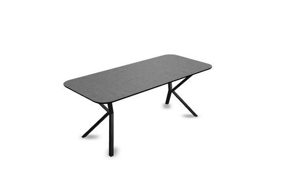 Melamine eettafel beton donker - Recht radius - VV onderstel - {{ product.type }} - Kas20
