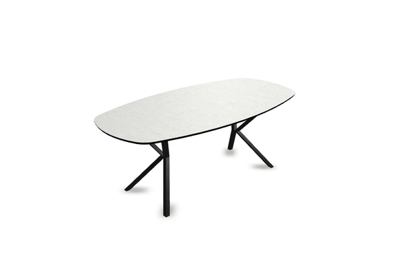 Melamine eettafel beton licht - Deens ovaal - VV onderstel - {{ product.type }} - Kas20