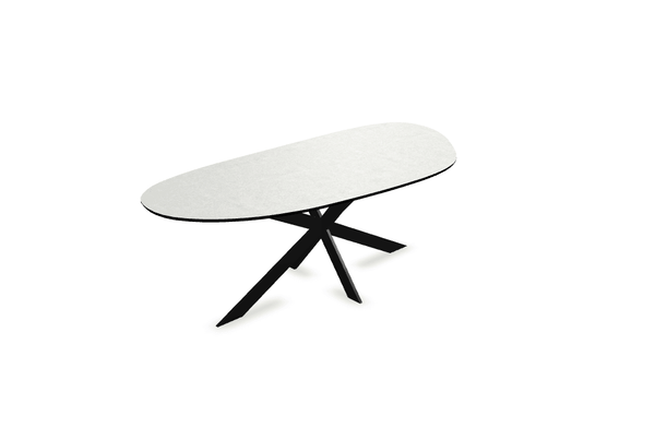 Melamine eettafel beton licht - Organisch Type A - Matrix ultra dun onderstel - {{ product.type }} - Kas20