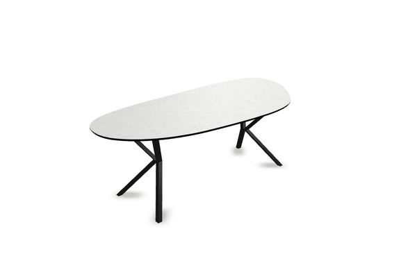 Melamine eettafel beton licht - Organisch Type A - VV onderstel - {{ product.type }} - Kas20