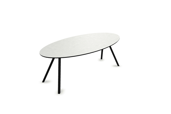 Melamine eettafel beton licht - Ovaal - Schuine i onderstel - {{ product.type }} - Kas20