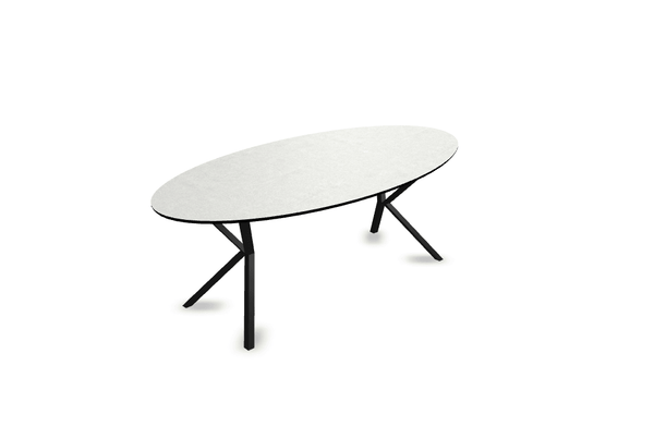 Melamine eettafel beton licht - Ovaal - VV onderstel - {{ product.type }} - Kas20