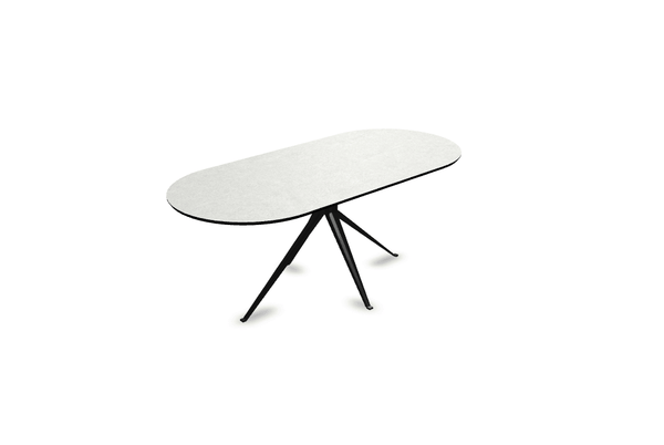 Melamine eettafel beton licht - Plat ovaal - Anna onderstel - {{ product.type }} - Kas20