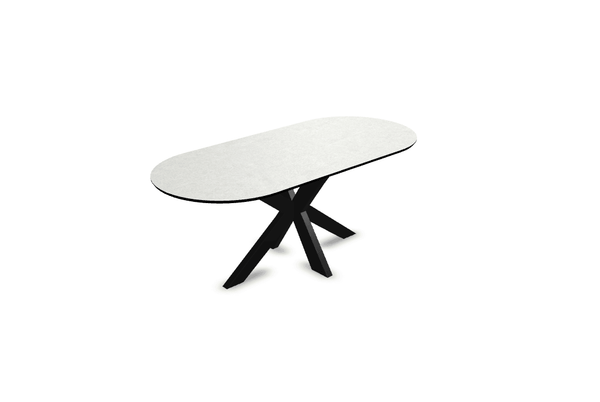 Melamine eettafel beton licht - Plat ovaal - Matrix dun onderstel - {{ product.type }} - Kas20