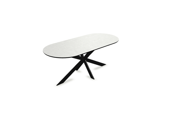 Melamine eettafel beton licht - Plat ovaal - Matrix ultra dun onderstel - {{ product.type }} - Kas20