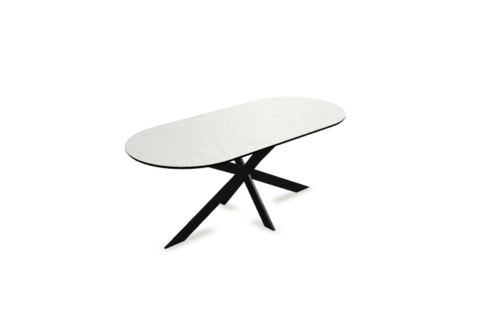 Melamine eettafel beton licht - Plat ovaal - Matrix ultra dun onderstel - {{ product.type }} - Kas20