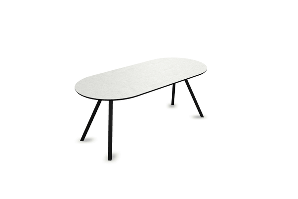 Melamine eettafel beton licht - Plat ovaal - Schuine i onderstel - {{ product.type }} - Kas20