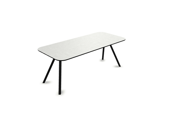 Melamine eettafel beton licht - Recht radius - Schuine i onderstel - {{ product.type }} - Kas20