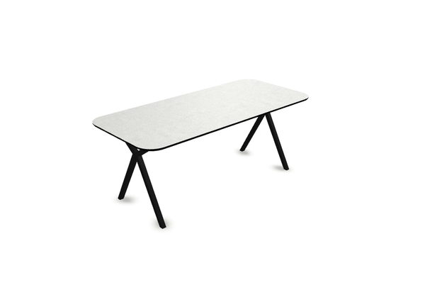 Melamine eettafel beton licht - Recht radius - Scissor onderstel - {{ product.type }} - Kas20