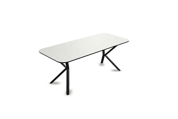 Melamine eettafel beton licht - Recht radius - VV onderstel - {{ product.type }} - Kas20