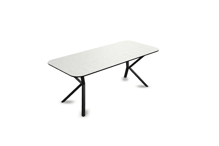 Melamine eettafel beton licht - Recht radius - VV onderstel - {{ product.type }} - Kas20