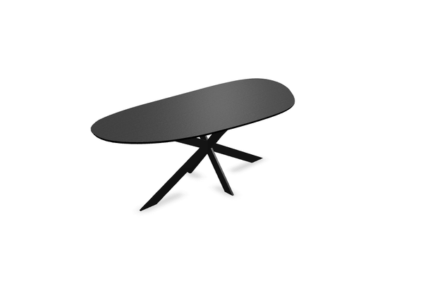 Melamine eettafel eiken zwart - Druppel Type A - Matrix ultra dun onderstel - {{ product.type }} - Kas20