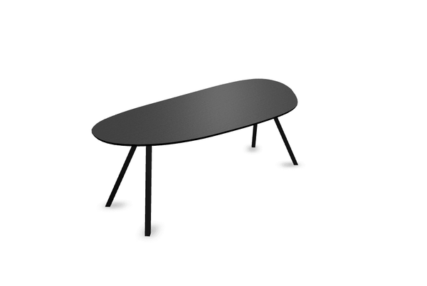 Melamine eettafel eiken zwart - Druppel Type A - Schuine i onderstel - {{ product.type }} - Kas20