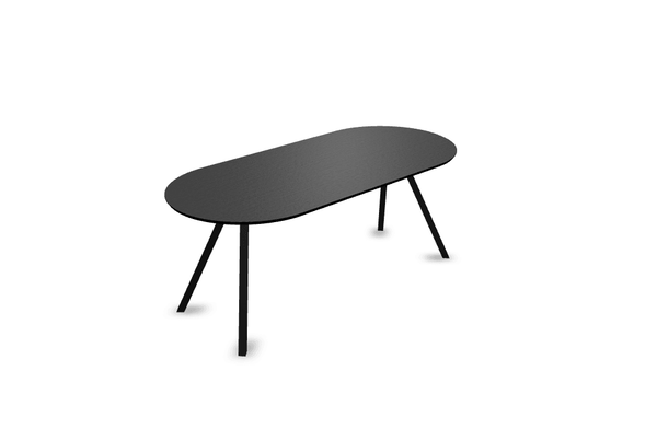 Melamine eettafel eiken zwart - Plat ovaal - Schuine i onderstel - {{ product.type }} - Kas20