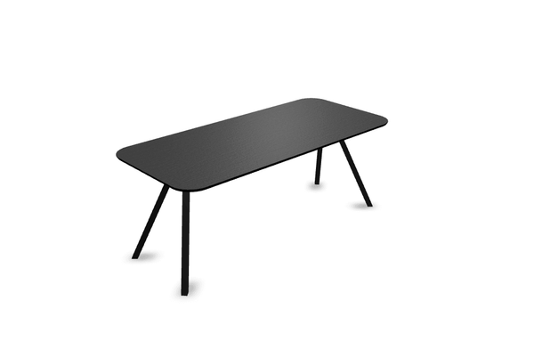 Melamine eettafel eiken zwart - Recht radius - Schuine i onderstel - {{ product.type }} - Kas20