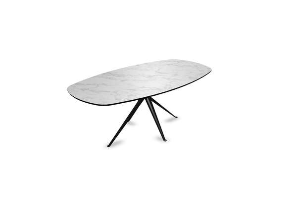Melamine eettafel marmer wit - Deens ovaal - Anna onderstel - {{ product.type }} - Kas20