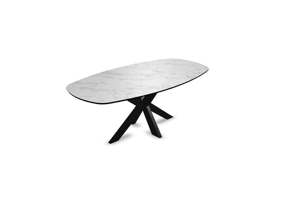 Melamine eettafel marmer wit - Deens ovaal - Matrix dun onderstel - {{ product.type }} - Kas20