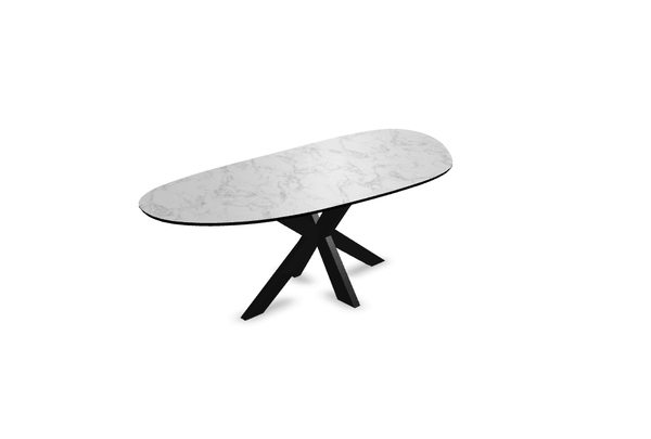 Melamine eettafel marmer wit - Druppel Type A - Matrix dun onderstel - {{ product.type }} - Kas20