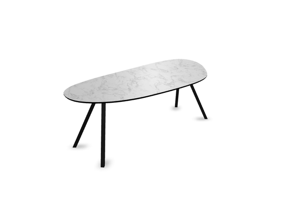 Melamine eettafel marmer wit - Druppel Type A - Schuine i onderstel - {{ product.type }} - Kas20