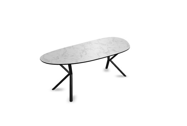 Melamine eettafel marmer wit - Druppel Type A - VV onderstel - {{ product.type }} - Kas20