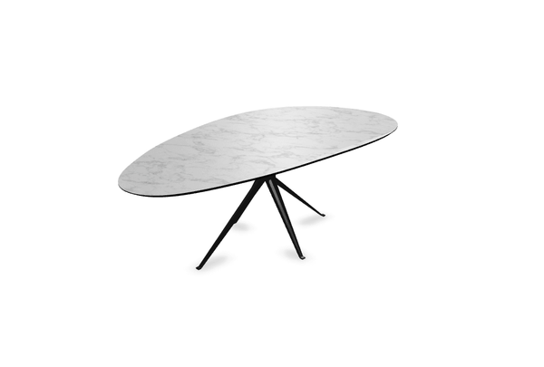 Melamine eettafel marmer wit - Kiezel Type A - Anna onderstel - {{ product.type }} - Kas20