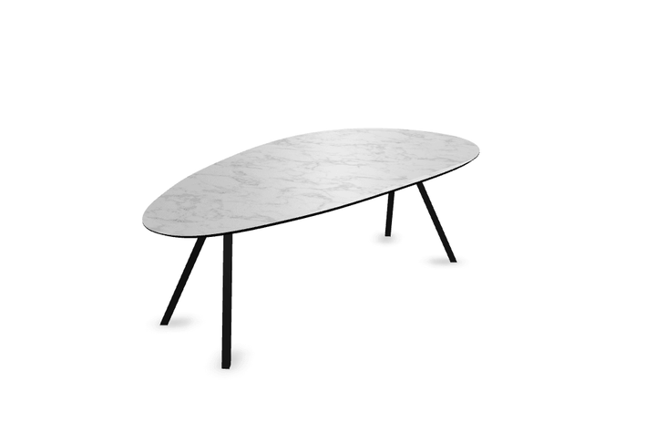 Melamine eettafel marmer wit - Kiezel Type A - Schuine i onderstel - {{ product.type }} - Kas20
