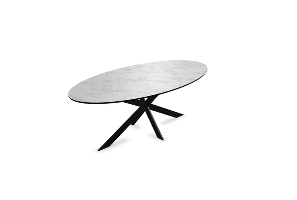 Melamine eettafel marmer wit - Ovaal - Anna onderstel - {{ product.type }} - Kas20