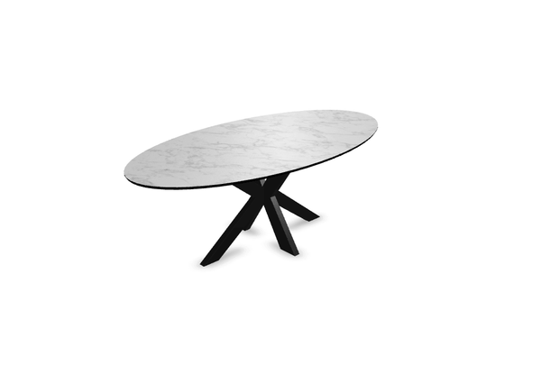Melamine eettafel marmer wit - Ovaal - Matrix dun onderstel - {{ product.type }} - Kas20
