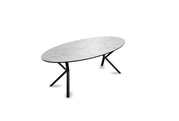 Melamine eettafel marmer wit - Ovaal - VV onderstel - {{ product.type }} - Kas20