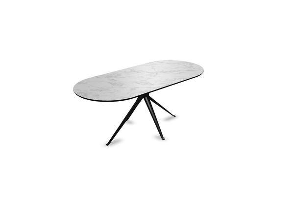 Melamine eettafel marmer wit - Plat ovaal - Anna onderstel - {{ product.type }} - Kas20