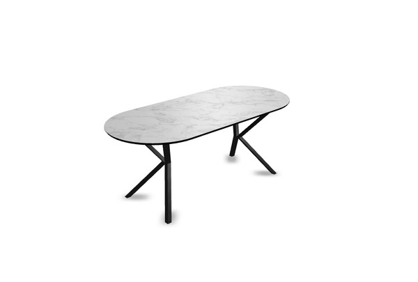 Melamine eettafel marmer wit - Plat ovaal - VV onderstel - {{ product.type }} - Kas20