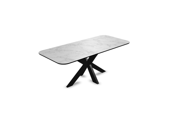 Melamine eettafel marmer wit - Recht radius - Matrix dun onderstel - {{ product.type }} - Kas20