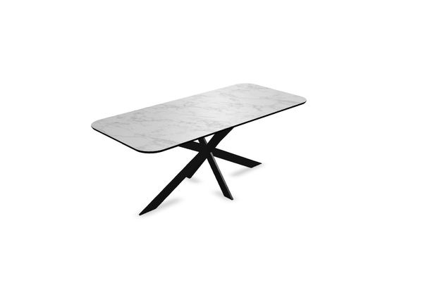 Melamine eettafel marmer wit - Recht radius - Matrix ultra dun onderstel - {{ product.type }} - Kas20