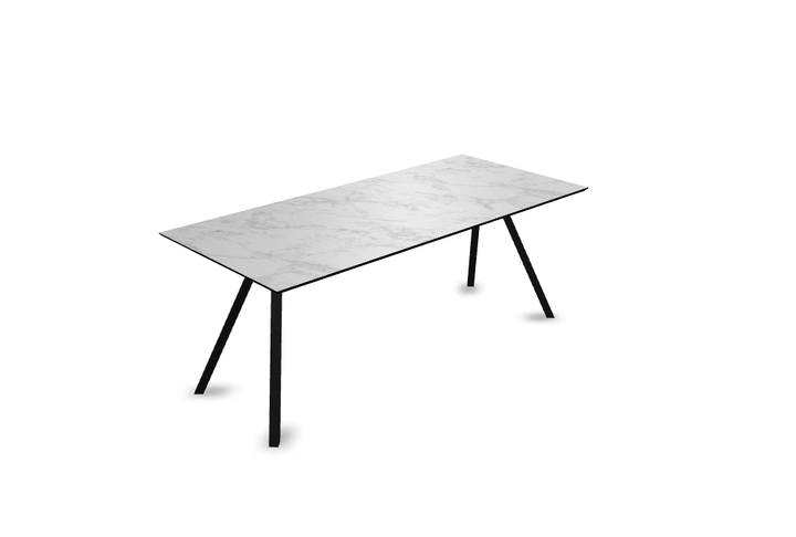 Melamine eettafel marmer wit - Recht - Schuine i onderstel - {{ product.type }} - Kas20