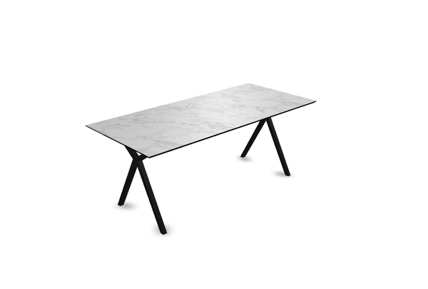 Melamine eettafel marmer wit - Recht - Scissor onderstel - {{ product.type }} - Kas20