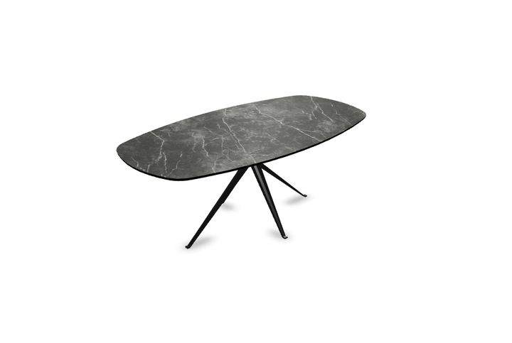 Melamine eettafel marmer zwart - Deens ovaal - Anna onderstel - {{ product.type }} - Kas20