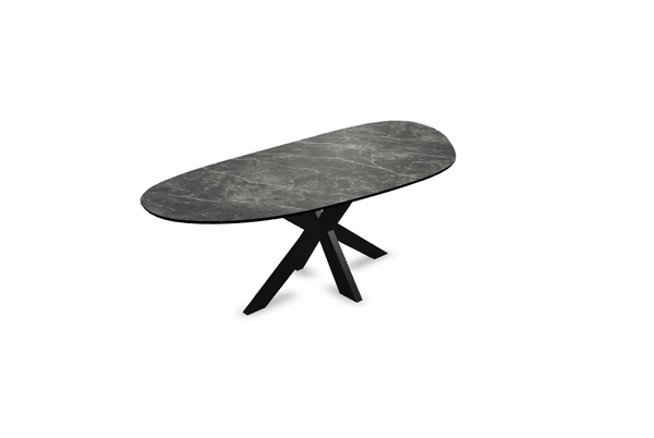 Melamine eettafel marmer zwart - Druppel Type A - Matrix dun onderstel - {{ product.type }} - Kas20