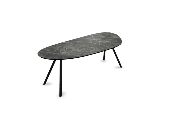 Melamine eettafel marmer zwart - Druppel Type A - Schuine i onderstel - {{ product.type }} - Kas20