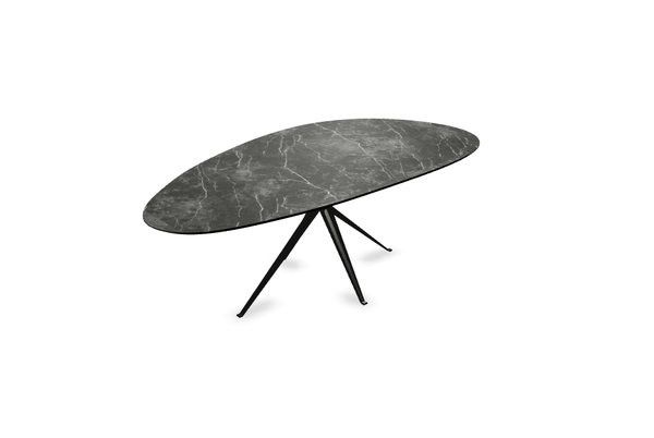 Melamine eettafel marmer zwart - Kiezel Type A - Anna onderstel - {{ product.type }} - Kas20