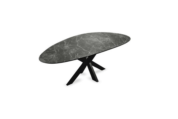 Melamine eettafel marmer zwart - Kiezel Type A - Matrix dun onderstel - {{ product.type }} - Kas20