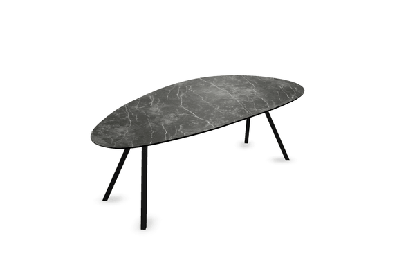 Melamine eettafel marmer zwart - Kiezel Type A - Schuine i onderstel - {{ product.type }} - Kas20