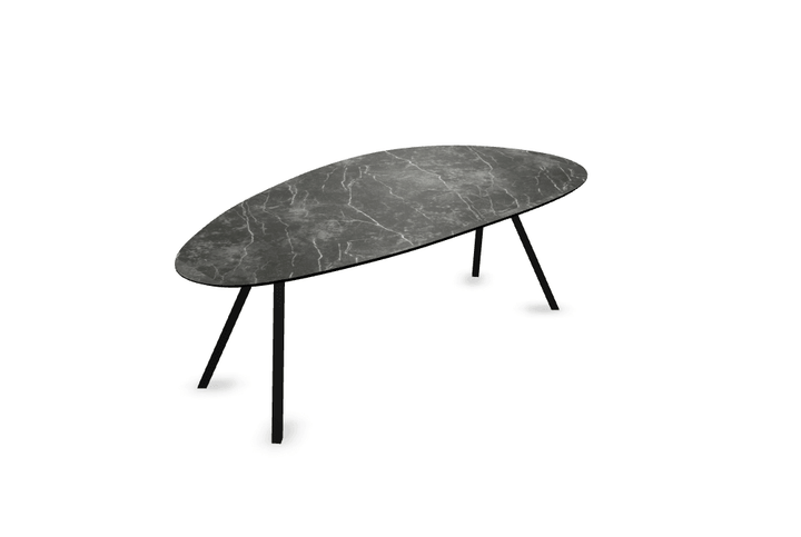 Melamine eettafel marmer zwart - Kiezel Type A - Schuine i onderstel - {{ product.type }} - Kas20